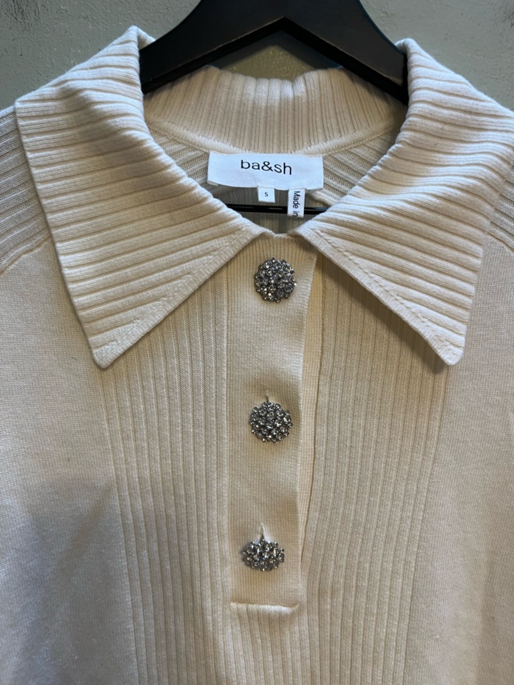 Ba&sh Wool Rhinestone Button Sweater size small - Picture 13 of 13